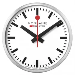 Mondaine -Wanduhr Silber Quarz -Stop to Go- 25cm- MSM.25S11