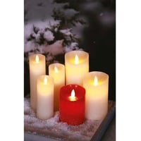 Firelamp LED Echtwachs-Kerze Set Flammeneffekt 12,5cm 15cm 17,5cm Ø5cm elfenbein mit Fernbedienung