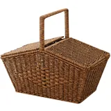 Gralara Aufbewahrungs-Servierkorb, handgefertigter Rattan-Korb, Picknickkorb, leerer geflochtener Korb für Obst, Braun
