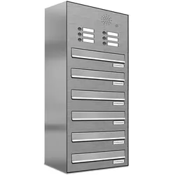 AL Briefkastensysteme 6 Fächer Premium Edelstahl Durchwurf Briefkasten Anlage für Post Post A4, modern, robust, wetterfest, Artikelnummer: 132V6DZ1KS
