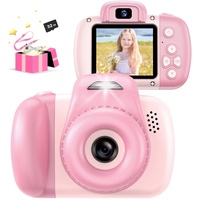 AONISE Kinderkamera,Fotoapparat, Selfie Digitalkamera Kinder, Videorecorder, mit Blitzlampe, Spielzeug ab Junge Und Mädchen, Geschenk Für Kinder Im Alter Von 3 Bis 12 Jahre(Rosa)