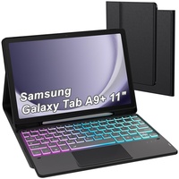 ROOFEI Galaxy Tab A9+/A9 Plus 11'' Hülle mit Tastatur QWERTZ : 3-Zonen-7-Farbige Beleuchtung Tastatur mit Trackpad -Tastatur Hülle mit Stifthalter für Samsung Galaxy Tab A9+ 2023 (SM-X210/X215/X216B)