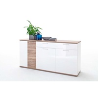 MCA Furniture Sideboard Luzern Weiß Hochglanz / Sterling Oak