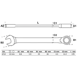 BGS Ratschenring-Maulschlüssel abwinkelbar SW 12 mm