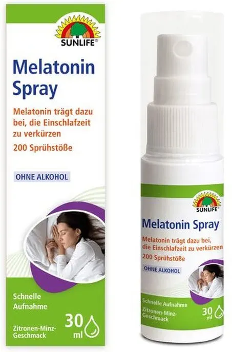 Sunlife Melatonin Spray Hochdosiert I Veganes Schlafspray Für Erwachsene I Schneller Einschlafen & Besser Durchschlafen I Effektive Einschlafhilfe Gegen Jetlag I Ergiebig Mit 200 Sprühstößen