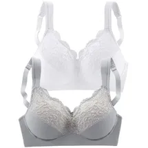PETITE FLEUR Soft-BH Damen silber + weiß Gr.85G