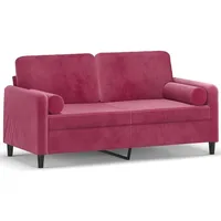 vidaXL 2-Sitzer-Sofa mit Zierkissen Weinrot 140 cm Samt
