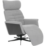 MCA Furniture MCA Relaxsessel HWC-N56, Fernsehsessel Liegesessel Fußstütze drehbar Bouclé Stoff Holz ~ Stoff grau, Holz grau