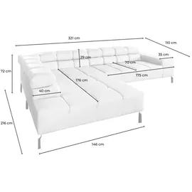 KAWOLA Ecksofa, L-Form rechts oder links Leder verschiedene Farben 321x216 cm braun