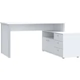 Forte Eckschreibtisch Tempra Weiß