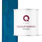 Q-COVER Holzlasur Blau D120 2,5 L Satin – Silikonharz, Holzlasur, Innen & Außen, Filmbildend, Alle Holzarten, Zaun, Terrasse