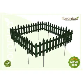 Pemicont Floranica Steckzaun Gartenzaun Kiefer 1 stk 20 x 100 cm Grün Metallstäben Begrenzungszaun Dekorative Beeteinfassung Beetumrandung - Grün