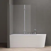 doporro 120x140 cm Design-Duschwand für Badewanne Badewannenaufsatz Duschabtrennung 6mm ESG-Sicherheitsglas inkl. NANO-Beschichtung Badewannenfaltwand