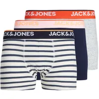 JACK & JONES Herren Boxershort JACDAVE TRUNKS 3er Pack Blau Blau - Grau 12212438 Normaler Bund XXL