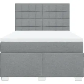 vidaXL Boxspringbett mit Matratze Hellgrau 140x200 cm Stoff