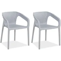 Homestyle4u Gartenstuhl Kunststoff grau 2er Set