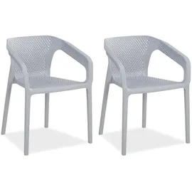 Homestyle4u Gartenstuhl Kunststoff grau 2er Set