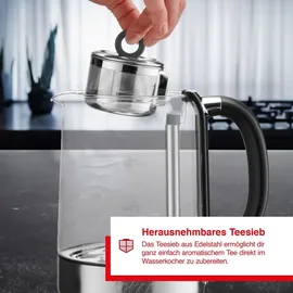 Solis Tee- & Wasserkocher, 1,7 L Volumen, Teesieb,Warmhaltefunktion,360° Basis