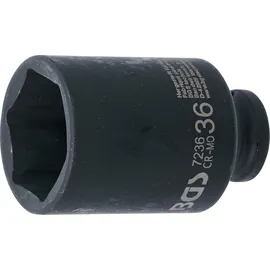 BGS Kraft-Steckschlüssel-Einsatz Sechskant, tief 7236, Antrieb Innenvierkant 12,5 mm (1/2"), SW 36 mm