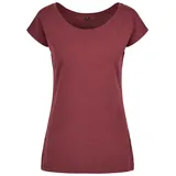 Build Your Brand Damen T-Shirt Ladies Wide Neck Tee, Farbe Cherry, Größe 3XL