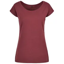Build Your Brand Damen T-Shirt Ladies Wide Neck Tee, Farbe Cherry, Größe 3XL