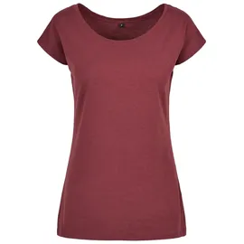 Build Your Brand Damen T-Shirt Ladies Wide Neck Tee, Farbe Cherry, Größe 3XL