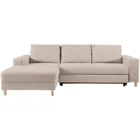 Ti'me Ecksofa, Beige, Textil, Buche, massiv, Uni, 4-Sitzer, Ottomane links, L-Form, 260x160 cm, Stoffauswahl, seitenverkehrt erhältlich, Schlafen auf Sitzhöhe, Wohnzimmer, Sofas & Couches, Wohnlandschaften, Ecksofas