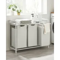 VASAGLE Wäschekorb 3 x 38 L mit Ablage, weiß