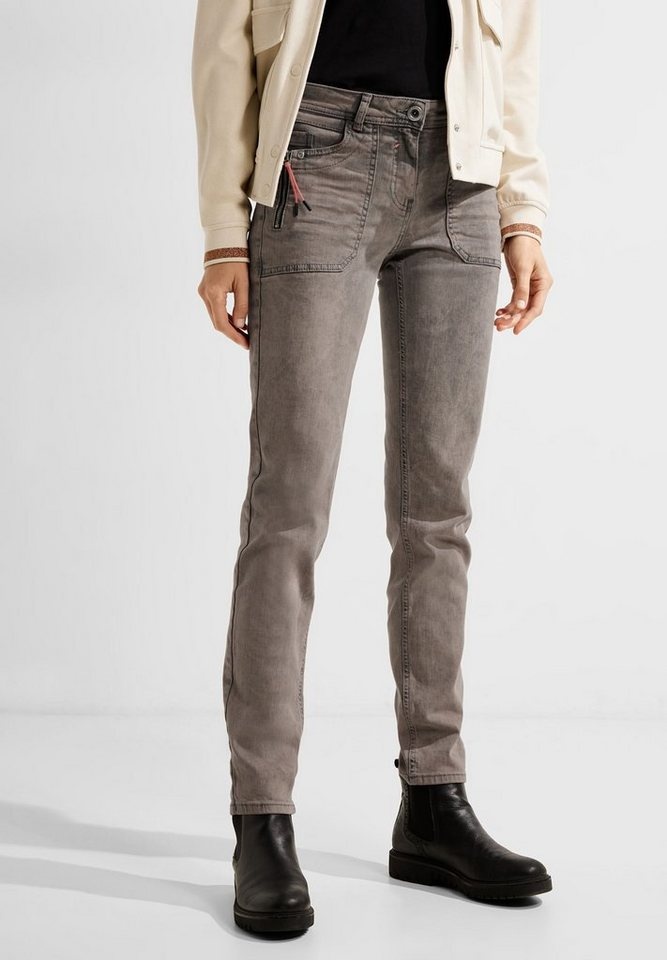 Cecil Slim-fit-Jeans Damenjeans Style Toronto Mit modischer Waschung, Tasche seitlich mit Zipper braun 25