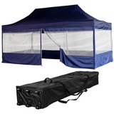 INSTENT Faltpavillon Pro 3x6 m Aluminium Pavillon Partyzelt, mit Seitenteilen u. Trolley. wasserabweisend, UV-Schutz 50+, Farbwahl blau