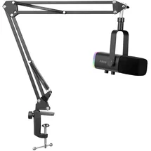 Fifine XLR Streaming Mikrofon mit Arm für Podcast Studio, USB Dynamisch Microphone Gaming PC mit Stummschalttaste, für PS4/5 Mac Mixer Soundkarten