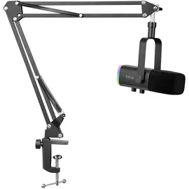 Fifine XLR Streaming Mikrofon mit Arm für Podcast Studio, USB Dynamisch Microphone Gaming PC mit Stummschalttaste, für PS4/5 Mac Mixer Soundkarten