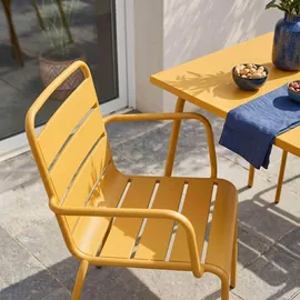 Oviala Palavas Gartenset Tisch quadratisch 3-tlg. mit Armlehnen Gelb