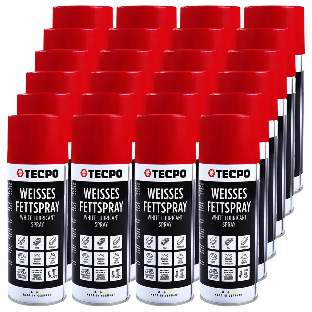 TECPO Weisses Fettspray Sprühfett White Grease 24x 400 ml...
