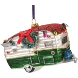 Giftcompany Gift Company: Hänger Wohnwagen aus Glas, Grün/Weiß 12 x 5 x 7 cm Weihnachten