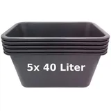 BURI Mörtelkübel 5/10er Set Pflanzwanne Mörtelkasten Pflanzkübel Zementkübel, (5-tlg) schwarz 40 l