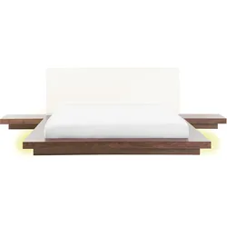 Bett mit LED Holz ZEN 160 x 200 cm Braune Esche