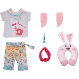 Zapf Creation Gute Nacht Set 43 cm, Puppenkleidung für 43 cm Puppen, Set aus Shirt, Hose, Stirnband, Socken, Zahnbürste und Nackenkissen, 829363