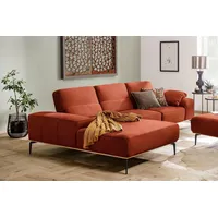 W.SCHILLIG Ecksofa run, Designsofa mit tollem Sitzkomfort, bequem, L-Form, mit Holzsockel, Füße in Schwarz pulverbeschichtet, Breite 299 cm braun