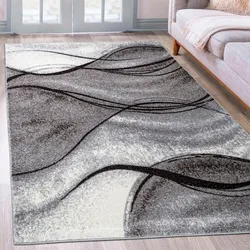 Teppich »Tritom«, rechteckig, 9 mm Höhe, mit besonders weichem Flor, Kurzflor, modernes Wellen Muster, 78669324-4 grau 9 mm