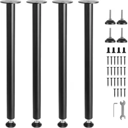 VEVOR 4er-Set Tischbeine Tischkufen 711,2mm hoch 110mm Montageplatte Kohlenstoffstahl mattschwarze Pulverbeschichtung 544kg Tragfähigkeit Ideal für Küchentische Wohnzimmerkonsolen Studio-Tische