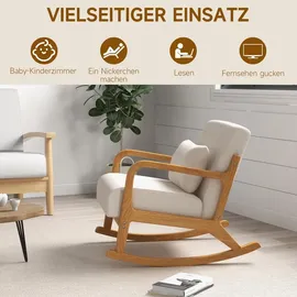 Homcom Schaukelsessel gepolstert Polyester 92 x 81,5 x 64,5 cm Creme mit Kissen