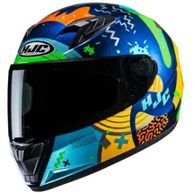 HJC Helmets Y10 Mika Schwarz/Blau/Gelb L