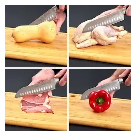 Klamer Santoku Damastmesser echter japanischer Stahl 18 cm Kochmesser