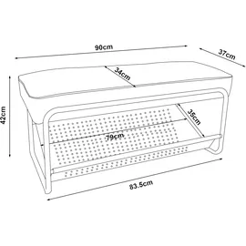 [en.casa] Lillehammer 90 x 37 x 42 cm gepolstert grau / grau