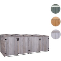 XL 4er-/8er-Mülltonnenverkleidung HWC-H74, Mülltonnenbox, erweiterbar 126x316x98cm Holz MVG ~ anthrazit-grau