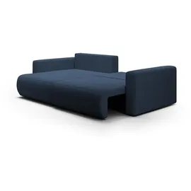 Fun Möbel Ecksofa Sofa mit Schlaffunktion CHAIRA Stoff Curio Dunkelblau Ottomane Links - Blau
