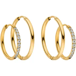 Creolen-Set »Schmuck Geschenk Lovely Glitter Ohrring-Set, 23081«, (Set, 4 tlg.), mit Zirkonia (synth.), 97611263-0 gelbgoldfarben-kristallweiß + kristallweiß