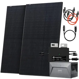 Solarway® 1000W Balkonkraftwerk mit Speicher 800W komplett Steckdose - neuester 800 Watt Wechselrichter - 1,6 kWh Anker Solix 1-500W Solarmodule & Envertech & Anker
