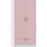 [en.casa] Kinderkleiderschrank Sandnes mit Schublade 123x60x40 cm Rosa